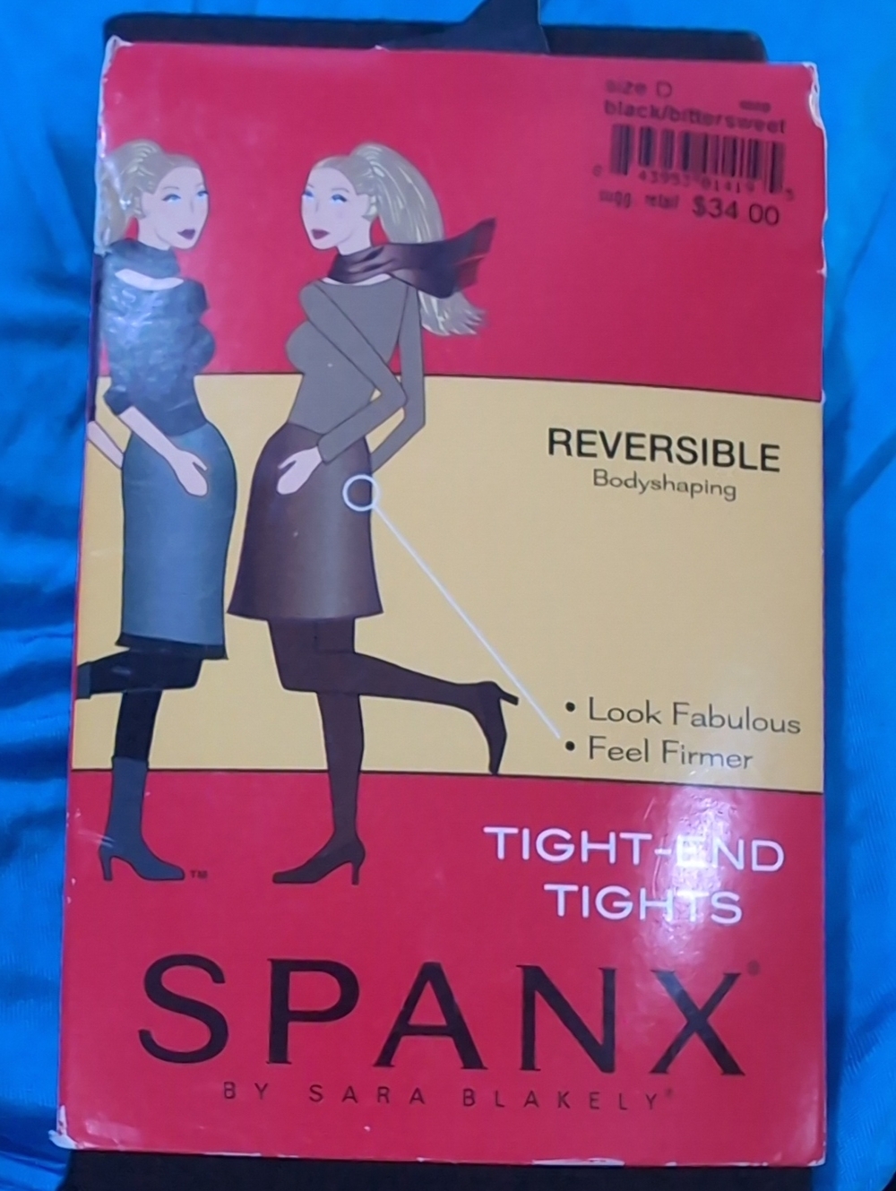 New SPANX Tight-end Tights Size D Reversible Black/Bittersweet Bodyshaping
